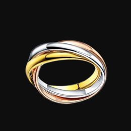 titanium steel silver rose gold silver plated love ring for women's wedding tricolor mixed lovers ring three-color couple pai271k