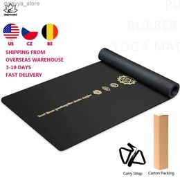 Yoga Mats PU Golden Rubber Hot Yoga Mat Mandala 68cm Widened Thickened Sport Fitness Pilates Training With Position Line Exercise MatsL231221