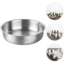Dinnerware Sets Round Thick Stainless Steel Buffet Stove Servings Plate Pizza Tray Salad Serving Fruit Holding