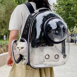 Pet Cat Carrying Bag Space Pet Backpacks Breathable Portable Transparent Backpack Puppy Dog Transport Space Capsule Bags 231221