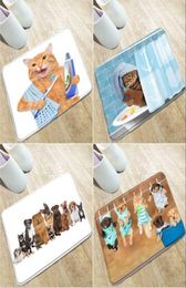 Bath Mats Pet Cat And Dog Door Mat Cute Animals Personality Modern NonSlip Carpet Absorbent Bathroom Kitchen Bedroom Floor Washab5198068