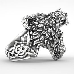 BY Stainless Steel Viking Bear Man Ring Titanium Punk Biker Ring Charm Jewelry Rings282j