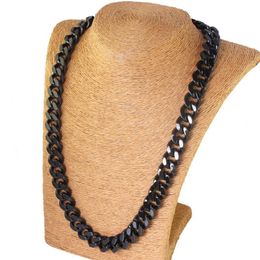 Men Boys 316L Pure Stainless steel black Curban Curb Chain Necklace 10mm 24'' for xmas birthday Bling Jewellery Gifts238v