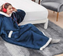 Flannel Blanket with Sleeves Winter Hoodies Sweatshirt Women Men Pullover Fleece Giant TV6845214