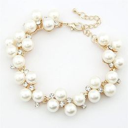Women Braclets New Design Luxurious Charm Crystal Cubic Zircon Simulated Pearl Beads Bracelet For Women Jewelry288k