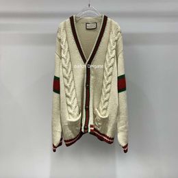 24SS Men's sweater designer pullover sweater knitted warm men's hoodie casual autumn and winter warm red and green ribbon Fried Dough Twists knitting cardigan