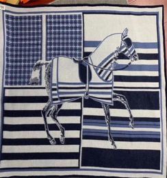 Winter blanket soft thick throw wool scarf good quality Blue Horse pattern fashion Blanket big size thick scarf2583874