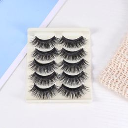 False Eyelashes 5 Pairs Exaggerated Fake High-grade Fibre Long Thick Artificial Lashes Women Makeup Black