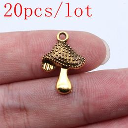 Charms 20pcs Mushroom Necklace Crafts Jewelry Making Supplies 20x14mm Antique Gold Color