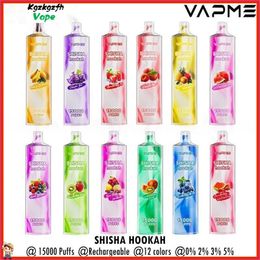 Authentic VAPME 15000 Puffs Disposable Vape Shisha Hookah Puff 15k Mesh Coil Rechargeable Pen Pod 12 Flavours 0% 2% 3% 5% Vaper