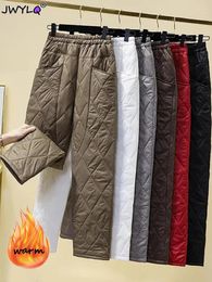 Women's Pants High Waist Thick Warm Down Cotton Ankle-length Harem Womens 2023 Thicken Elastic Snow Wear Spodnies Windproof Sweatpants