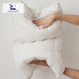 Liv-Esthete Deep Sleep 100% Goose Down Pillow Double-sided Down-proof Queen King 100% Cotton White Neck Pillows 231220