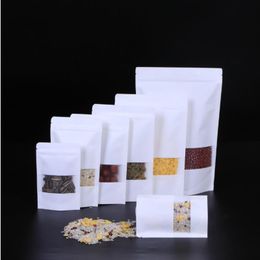 Sealable Bags White Kraft Paper Bag Stand Up Zipper Resealable Food Grade Snack Cookie Packing Bag Heold