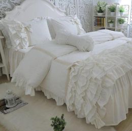 Bedding Sets Amazing Luxury Set Cake Layers Embroidery Ruffle Lace Duvet Cover Bed Sheet Bedspread Princess Bow Pillowcase2145293