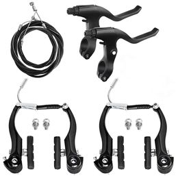 6Pieces Lightweight Bicycle VBrake Kit Alloy Lever and Cable Front Rear Set Detachable Outdoor Riding Accessories 231221