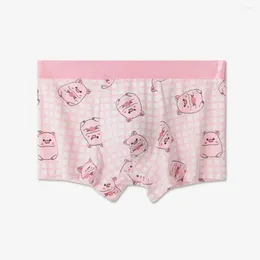 Underpants Men'S Cotton Printed Cartoon Summer Pink Comfortable Boxer Shorts Flat Corner Underwear Thin Breathable Four