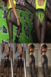 Women039s Pants Capris Sexy Women Striped Mesh Perspective Leggings Ladies Tight Knee Length Sports Workout Gym Stretchy Part4787322