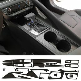 Stickers CarStyling 3D/5D Carbon Fiber Car Interior Center Console Color Change Molding Sticker Decals For hyundai Elantra CN7 20212023