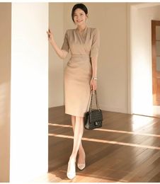 Dresses 2022 Vestidos Dress Spring Elegant Formal Dress Windbreaker Women's Maxi Vestido Korean Clothing Femme Robe Slim Suit Collar