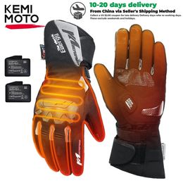 Motorcycle Heated Gloves Winter Warm Skiing Gloves Touch Screen Waterproof Rechargeable Heating Thermal Gloves For Snowmobile 231220