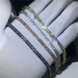 Vecalon 4 colors Tennis Bracelet Princess cut Diamond White gold filled Party wedding Bracelets for women men Jewelry238T