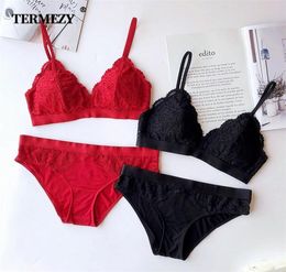 New Young Girl Seamless Vest Bra Set High Quality Underwear Set Sexy Lace Lingerie Cotton panties and bra set pink vs intimates Y27446479