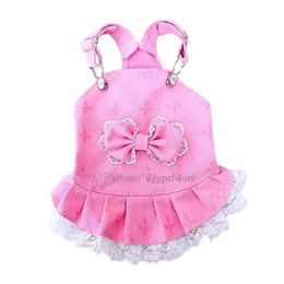 Apparel Designer Dog Dress Brand Dog Apparel Sweet Puppy Dog Princess Dress with Classic Letter Pattern Pink Bow Lace Tutu Skirt Pet Dress