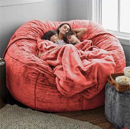 Chair Covers Faux Fur Big Round Bean Bag Cover Relax Seat Giant Soft Fluffy Without Fillings Lazy Sofa Bed Living Room Lounge Furn6272255