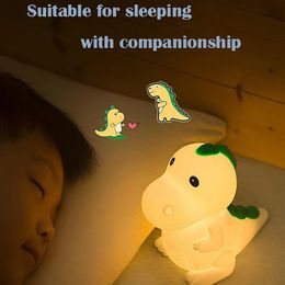 LED NightLight Cartoon Silicone Dinosaur Lamp Colourful Lights for Children's Bedroom Bedside Decor Holiday Gift Type-C Charging 231221