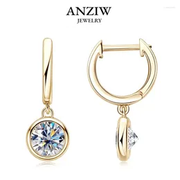 Dangle Earrings Anziw 2023 Trend Women's Gold Hoop Genuine 925 Silver 1CT 2CT Moissanite Drop Earring Wedding Jewellery With Certificate