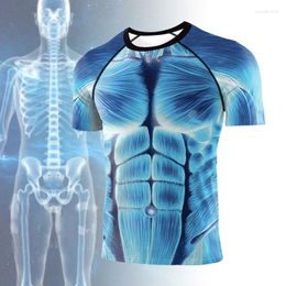 Men's T Shirts 2024 T-shirt Summer Sports 3D Human Muscle Printing Casual Round Neck Funny Short Sleeve Fashion For Men