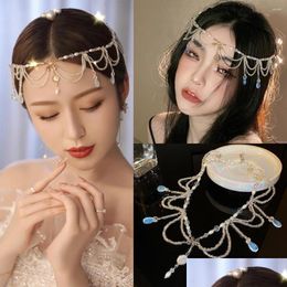 Hair Clips Barrettes Boho Dra Crystal Bride Accesories Fashion Elegant Head Chains Jewellery Wedding Hairstyles Headpiece Women Head Dhejz