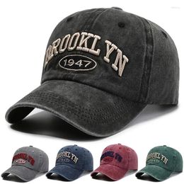 Ball Caps 5 Colors Embroidery Brooklyn Wash Vintage Baseball Cap Versatile Soft Top Fashionable Sunscreen Hat For Men And Women