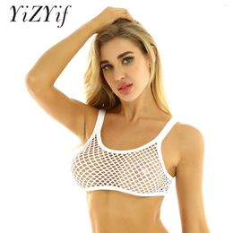 Women's Tanks Women Tank Tops Camisole Fishnet Crop Top See Through Sexy Femme Spaghetti Shoulder Straps Solid Colour Vest