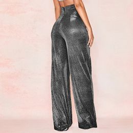 Women Straight Trousers Glitter Sequin Stage Dance Pants Sparkly Fashion Elegant Casual Simple Shiny Night Out Clubwear 231220