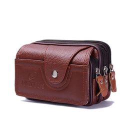 Waist Bags BISI GORO Multi-function Phone Coin Men Bag Vintage On The Belt Outdoor Small Wallet 2021 Wear-resistant PU Heuptas Her1950