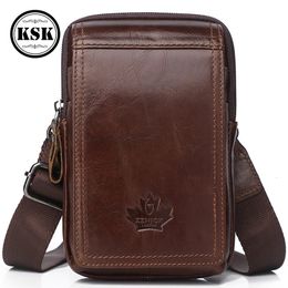 Men Genuine Leather Bag Small Shoulder For Fashion Vintage Flap Pocket Crossbody Bags Hasp KSK 231220