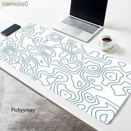 Mouse Pads Wrist Rests White Art Large Mousepad Topographic Mousepads Keyboard Mat Office Desk Rug HD Print Desk Mats Company Mouse Pad 90x40 For GiftL231221