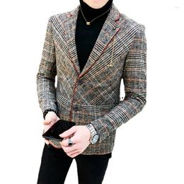 Men's Suits 2023 Grid Brand Clothing Men Spring Casual Business Suit/Male High Quality Cotton Slim Fit Blazers Jackets/Man Plaid Coats