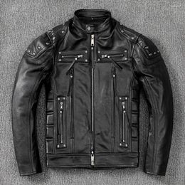 Men's Jackets Motorcycle Clothing Can Add Protective Gear Real Cowhide Leather Coat Cycling Rivet Cool Jacket