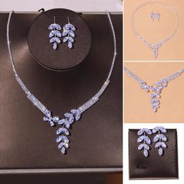 Necklace Earrings Set Bride Wedding Luxury Jewellery Zircon Tassels Exquisite Lady Party Dress Accessories For Women