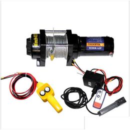 Travel Roadway Product 4000Lbs Electric Reery Winch Kit Atv Trailer 10M High-Strength Steel Car 12V24V Remote Control Drop Delivery Au Dh2Qu