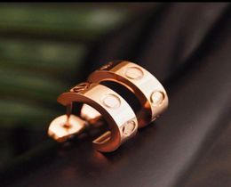 Gold plated titanium steel Love stud Earrings Eardrop Silver Rose For Women Jewellery with dust bag8261645