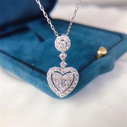 Heart love Lab Diamond cz Pendant 925 Sterling Silver Party Wedding Pendants Chain Necklace For Women Bridal Fine Jewelry272H