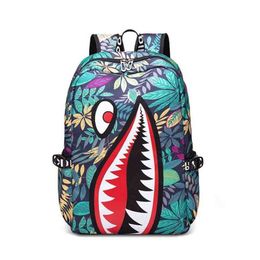 20222PCS DHL 20-35L 19 inches Big Size Backpacks Unisex Cartoon Shark Mouth Shoulder Bag Students Schoolbag Book Packs Junior High290p