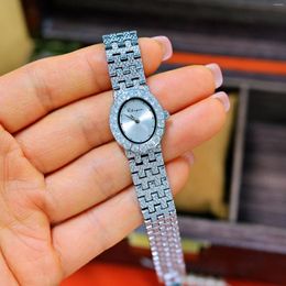 Wristwatches 2024 Luxury Diamonds Dial Woman Watch Brass Retro Vintage Jewelry Antique High Quality Crystal Ladies 24K Gold Quartz Brand