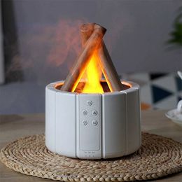 H9 Remote Control USB Air Humidifier Aroma Diffuser Ultrasonic Bonfire Flame Light Home Essential Oil Fragrance Perfume Machine 231221