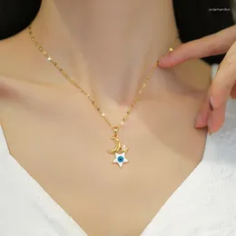 Pendant Necklaces Fashionable And Minimalist Golden Star Moon Eye Personalized For Women