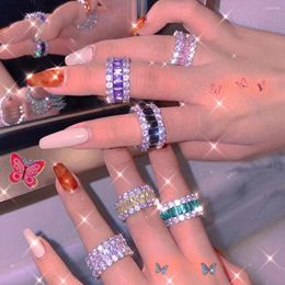 Cluster Rings Korean Charms Crystal Geometric For Women Metal Vintage 90s Style Y2K Jewellery Gossip Girls Aesthetics Wholesale