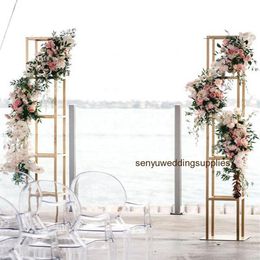 stand only Gold floor Metal Tall Flower Arch backdrop Centerpieces For Wedding Decoration Floral Arrangement stand wedding stage 299h